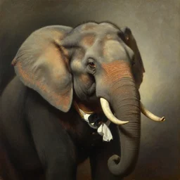 head and shoulders portrait painting of an elephant wearing a colonial outfit looking off camera, a character portrait, american romanticism, oil on canvas, diffused lighting