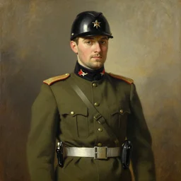 male soldier, painting by delphin enjolras, j. c. leyendecker, yoji shinkawa