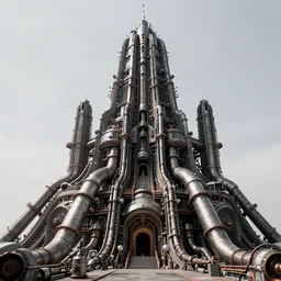 brutalist alien ziggurat, dieselpunk, scifi, futuristic, pipes, machinery, highly detailed, rendered in octane, concept art, sharp focus, illustration, bloodborne