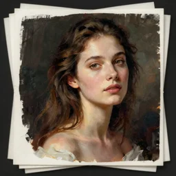 female portrait, layered paper