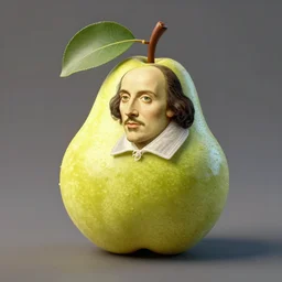 william shakespeare as a pear fruit, william shakespeare and pear fruit hybrid, 4 k, octane render
