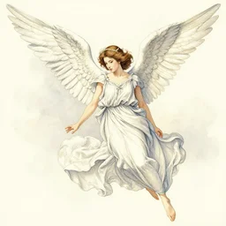 highly detailed japanese watercolor painting of an angel in flight, intricate, elegant, digital painting, artstation, in the style of kehinde wiley, krenz cushart, artem demura