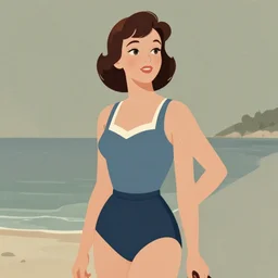 (((((1950s adventure swimsuit girls character illustration. muted colors.))))) by Jean-Baptiste Monge !!!!!!!!!!!!!!!!!!!!!!!!!!!