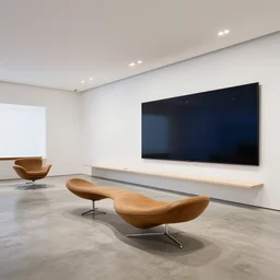 ( ( ( vintage eames, saarinen inspired design flagship samsung store, white walls. concrete floor. low ceilings with spots. curved furniture, large digital screens. display tables with phones and tablets, lush plants, large digital screens on the walls ) ) ) concept art, vibrant colour, john berkey, beeple, wlop, makoto shinkai, yoji shinkawa, wadim kashin, artstation, 4 k