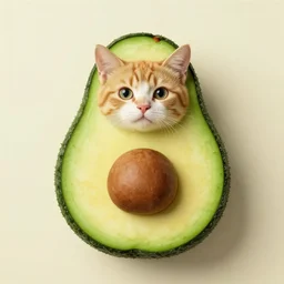a cat in the shape of avocado, photo