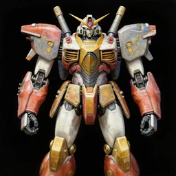 upper half portrait of colourful army mecha robot, art by hsiao - ron cheng & alphonse mucha, highly detailed, digital painting, concept art, illustration, smooth sharp focus, intricate, symmetry, blcak background, black backdrop, artstation,