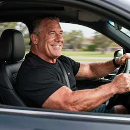fat john cena driving a car. Professional photography. 8k, 4k.