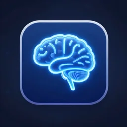 ios app icon for an ai app, represents a brain, blue neon style, stunning, polished