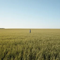 alone in an empty field with derealization