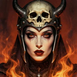 the void fire witch as an eldritch realistic knight, closeup portrait art by donato giancola and greg rutkowski, vintage retro, realistic face, digital art, trending on artstation, eldritch lovecraftian skull helmet, symmetry!!