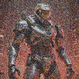 a closeup portrait of the chrome terminator in a massive mass effect halo robot factory at night,red haze, volume metric lighting, retracing, unreal, concept art cyperpunk video game poster design with intricate details :: magic the gathering, blizzard concept artist, syd mead