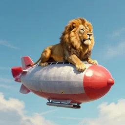 lion piloting an airship