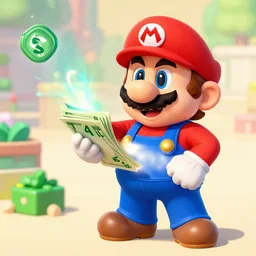 super mario paying taxes, 4k, artstation, photograph