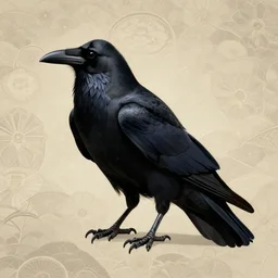 beautiful agressive black raven bird, intricate, exquisite japanese asanoha pattern background, highly detailed, digital painting, trending on artstation, concept art, smooth, sharp focus, backlit, rim light, vivid colors, illustration, unreal engine 5, 8 k, art by rossdraws and alphonse mucha