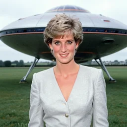 a getty photo of princess diana in a ufo
