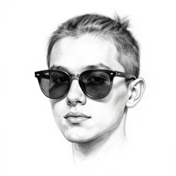 a pencil sketch portrait of 🍋 wearing sunglasses, black and white, white background, fine detail