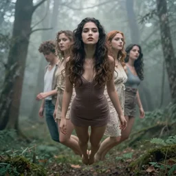 a stunning close up portrait of an beautiful woman levitating in a foggy forrest, by katsura masakazu, alessio albi, ilya kuvshinov, nina masic, soft focus, vertical portrait, natural lighting, f 2, 5 0 mm, classic chrome, film grain, cinematic lighting