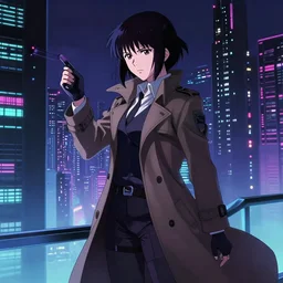 a high definition cinematic screenshot from the detective noir cyberpunk anime film ; a lone female detective in a trenchcoat investigates a dreamworld, digital painting by makoto shinkai, akira toriyama, sparth, trending on artstation