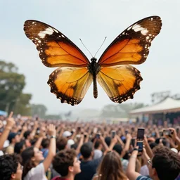 a giant butterfly flies above the crowd by craig mullins, 1 6 : 9