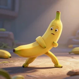 a banana based superhero fight crimes, pixar style,