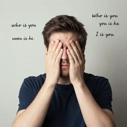 a man confused about who is you and you is he and I is you, he is blind, you is deaf