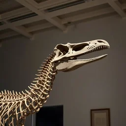 quetzalcoatlus fossil skeleton head. museum exhibit, oxford, studio lighting
