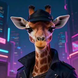portrait of furry detecive in the neon noir cyberpunk city furry anthropomorphic giraffe, giraffe, giraffe, in black hat, epic portrait illustration, darek zabrocki, noah bradley, artstation, photorealistic close - up portrait, detailed illustration portrait, incredible details, disney stylized furry, dark cyberpunk illustration