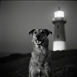 the portrait of grinning harrier from disco elysium, still frame from the lighthouse ( 2 0 1 9 ) movie by bela tarr, anamorphic lens, long - focus lens 1 0 0 mm, black and white film, optical flares, 8 k