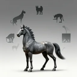 A half gryphon, half centaur, half circle, half minotaur, half sphinx, half square geometric shaded far away photo.