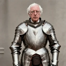 historical photograph of bernie sanders in plate armor