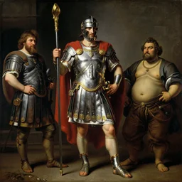 roman legionnaire, by camille corot, by fernando botero, by pieter bruegel the elder, painting, fine art, high contrast, divine, strong, rembrandt lighting, ray tracing global illumination, ray tracing reflections, insanely detailed and intricate, hypermaximalist, elegant, ornate, hyper realistic, super detailed