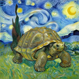 tortoise painted in the style of Van Gogh