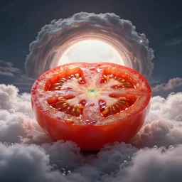 sliced tomato containing a portal to heaven