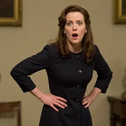 pam beesly, surprised, touching her hip and stomach, by edmund blair leighton