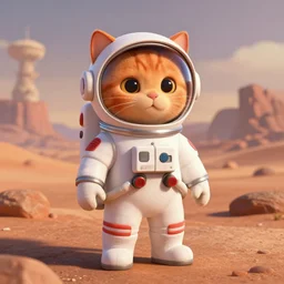 orange cat in astronout suit, martian landscape background, detailed, digital art, by pixar, victor maldonado, alfredo torres, blow studio, hdr, 8 k