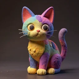 a sculpture of a cat, james jean style, claymation style, colourful, volumetric light,, dramatic light, analogue photo, vfx art, digital painting, digital illustration, unreal engine render,