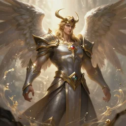 amazing portrait of archangel micheal, league of legends splash art, deiv calviz, splash art, natural light, elegant, intricate, fantasy, atmospheric lighting, by greg rutkowski, league of legends splash art, hd wallpaper, ultra high details