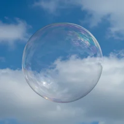 blue cloudy sky inside a soap bubble photoshop