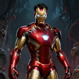 iron man, howard lovecraft style, crazy background, digital art, high quality, high detail,