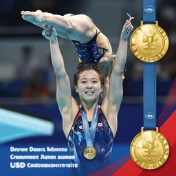 a female diver from USD circa 2012 winning a gold medal