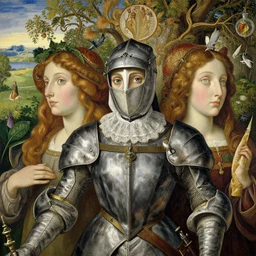 jeanne d'arc in the style of william blake, terese nielsen, detailed, intricate, beautiful faces, steve argyle, triumphant fate, pastoral fantastic reality, photorealistic