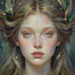 portrait of beautiful gaia, unusual beauty, esoteric, soft colors, head in focus, fantasy art, nature aesthetics, intricate, elegant, highly detailed hyperrealistic painting, artstation, concept art, painterly, golden ratio, sharp focus, illustration, art by emilia elfe