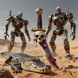 by artgerm and agostino arrivabene, visually stunning, cinematic, ultra realistic, hyper realism, 1 2 k, epic, octane render, unreal engine, vfx, maya, desert waves, skull ring, bloodstone dagger, alligator skin, zombie apocalypse, rogue robot, organic, oni compound artwork, sparkling hornwort, broken android kannon mindar