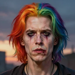 Joe Biden as a transgender woman, maniac look, rainbow hair, ugly, gross, realistic, beta male, accurately portrayed, portrait art by alphonse mucha and greg rutkowski, highly detailed, digital painting, concept art, illustration, dim lighting with twilight rays of sunlight, trending on artstation, very detailed, smooth, sharp focus, octane render, close up