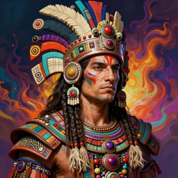 portrait of henry cavill, hyper detailed ultra sharp aztec shaman warrior. trending on artstation, warpaint aesthetic, bloodwave, colorful, psychedelic, ornate, intricate, digital painting, concept art, smooth, sharp focus, illustration, art by artgerm and greg rutkowski and h. r. giger, 8 k