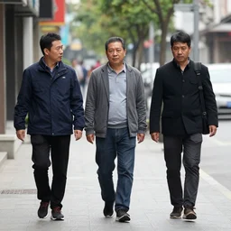 three males walks on street