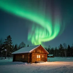 log cabin and the northern lights hq