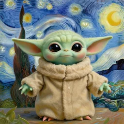 Grogu Painted by Vincent Van Gogh high quality 8k