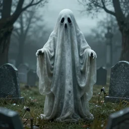 jeffrey smith photo - realistic render of a strange ghost in a graveyard