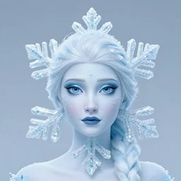 surreal photography snowflake with ice princess face